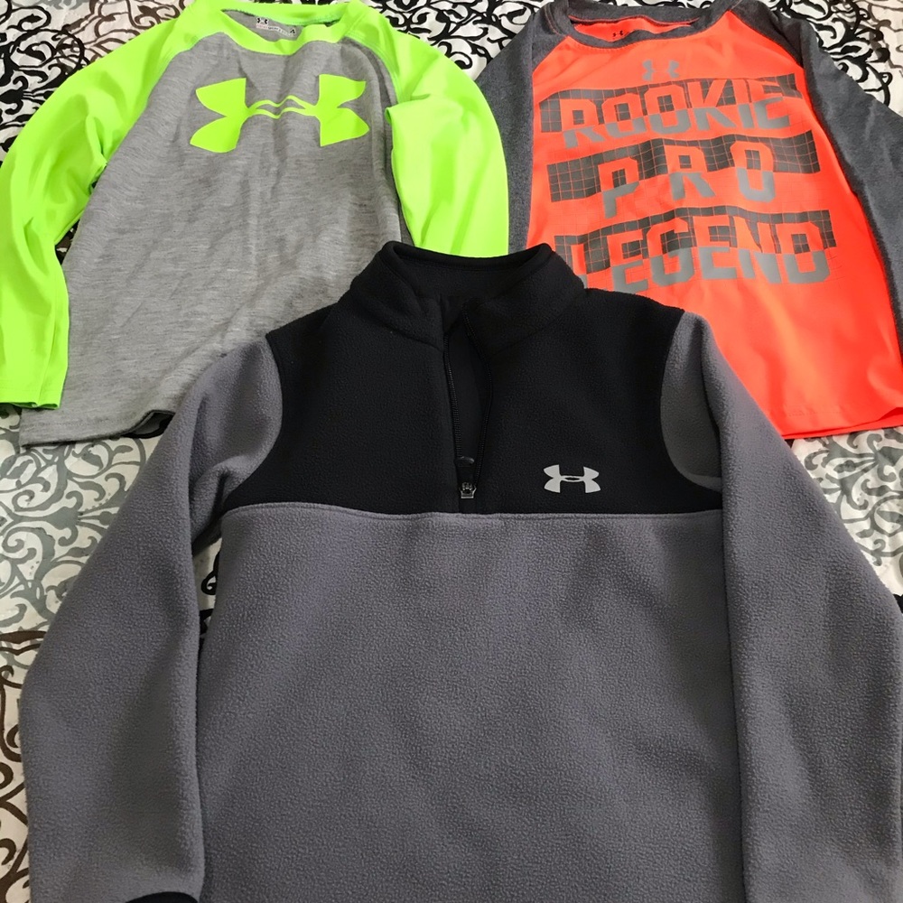 3 Under Armour long sleeve tops, sz 4.
